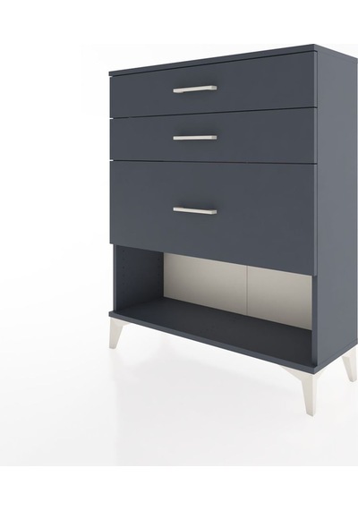 Arges Şifonyer 3 Çekmeceli 88x30x106 Antrasit-antrasit Antrasit