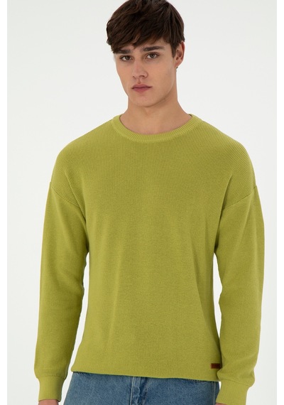 U.S. Polo Assn. Erkek Regular Fit Bisiklet Yaka Fıstık Yeşili Basic Kazak 50298267-VR087