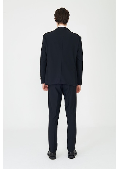 Siyah Modern Slim Fit Düz Kumaş Klasik Kesim Takım Elbise Siyah