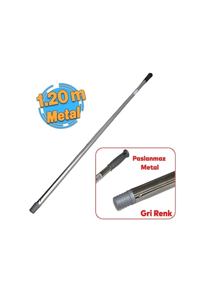 Metal Sap Sillgech Krom Renk Kalın Fırça Sapı Süpürge Çekpas Standart Metal Sap 120 Cm