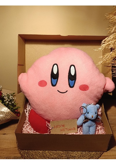 Kutulu Hediye Seti / Kirby Yastık 30cm Ve Ayıcık Anahtarlık