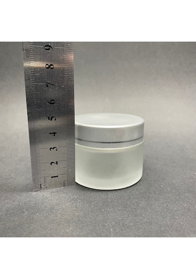 50 Cc Buzlu Cam Krem Kavanoz - Gümüş Kapaklı İç Contalı - 50ml B