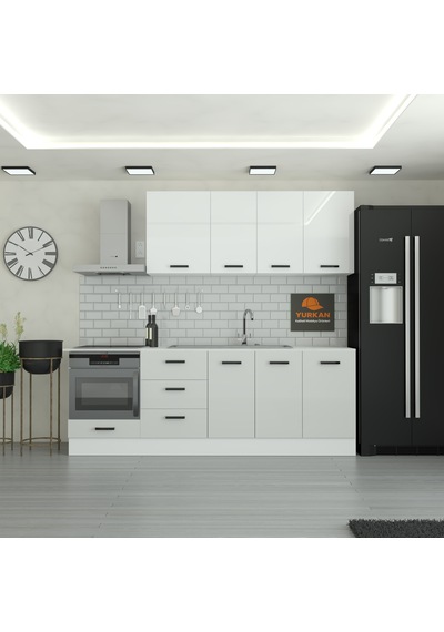 235 Cm Mutfak Dolabı Mdf Kapak Tezgah Dahil Yrkn235 100 Gümüş