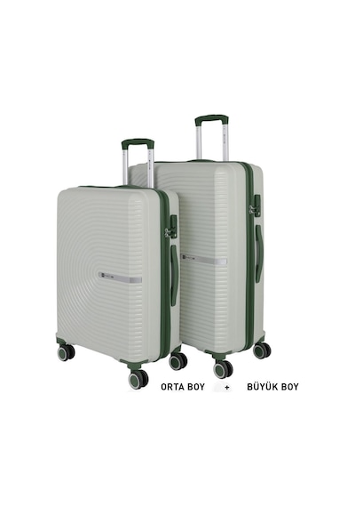 Mçs Bavul Büyük Ve Orta 2li Set Kırılmaz Silikon Valiz V374 Kemik/haki Kemik