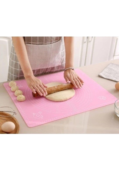 Silikon Ölçülü Hamur Açma Matı Pembe