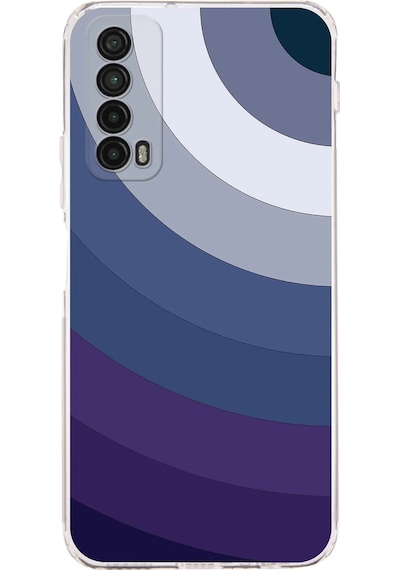 Huawei Psmart 2021 Uyumlu Kamera Korumalı Renk Cümbüşü E Tasarımlı Şeffaf Silikon Kılıf