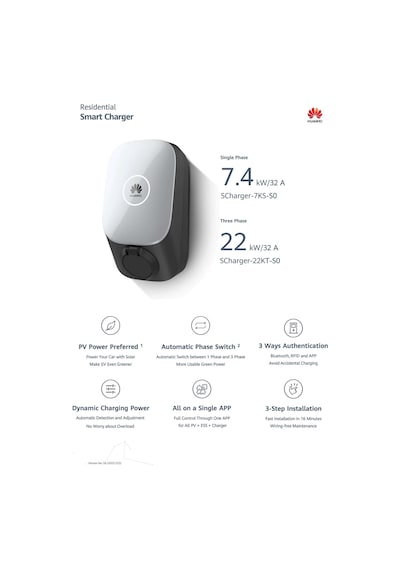 Huawei AC 22 KW Rfid'li Scharger Elektrikli Araç Şarj İstasyonu