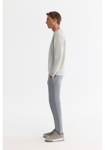 Avva Erkek Gri Bisiklet Yaka Pamuklu Baskılı Elastan Regular Fit Sweatshirt A42y1243