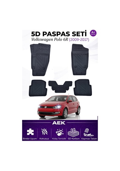Volkswagen Polo 2009-2017 Araca Özel Havuzlu "karbon" Paspas Takı