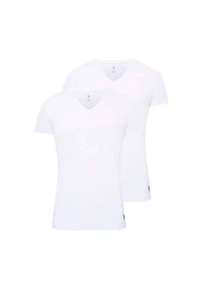 U.S. Polo Assn. Erkek Beyaz 2 Li V Yaka Atlet 80194 Beyaz