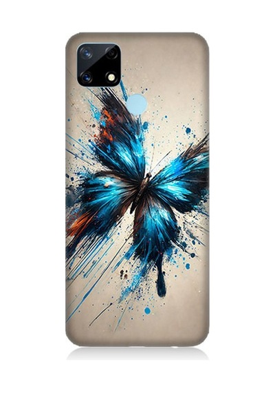 Realme 12 Uyumlu Parçalanan Renkli Kelebek Desenli Silikon Kılıf Çok Renkli