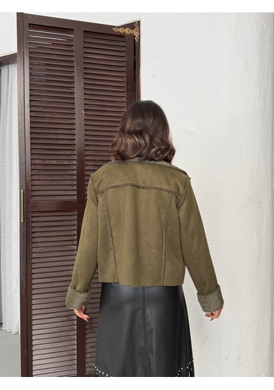 Verymoda Süet Tavşan Lamine Mont F2027 Haki