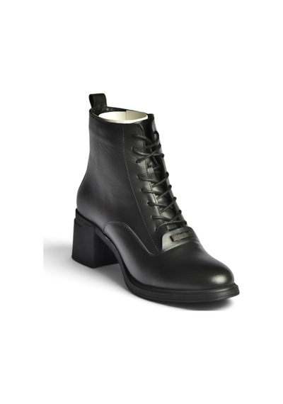 Fox Shoes Z555559203 Siyah Hakiki Deri Kalın Topuklu Postal Bot