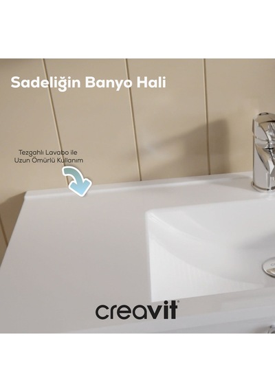 Creavit Kayra Mat Beyaz Lavabo Dolabı Çekmeceli 100cm Mat Beyaz Creavit Kayra Mat Beyaz Lavabo Dolabı Çekmeceli 100cm Mat Beyaz