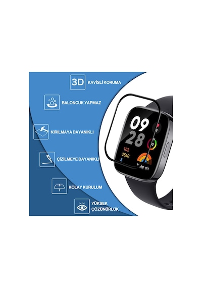 Xiaomi Redmi Watch 3 Uyumlu 3d Cam Full Ekran Koruyucu