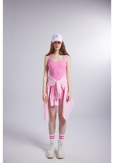 Holly Lolly Fitilli Kumaş Şortlu Zoe Tulum Pembe