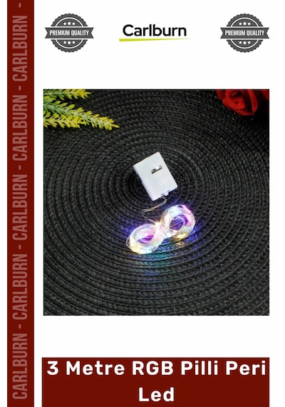 Periled Renkli Dekoratif Bakır Tel Işıklandırma Yılbaşı Süsleme 3 Metre Rgb Pilli Peri Led