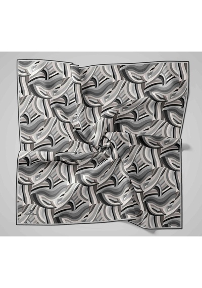 Twill İpek Eşarp 11471-17 Siyah, Beyaz, Gri, Antrasit