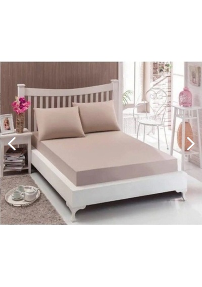 Çift Kişilik 160x200 30 Cm Fitted Lastikli Çarşaf Bej 2yastık Bej - Kahverengi