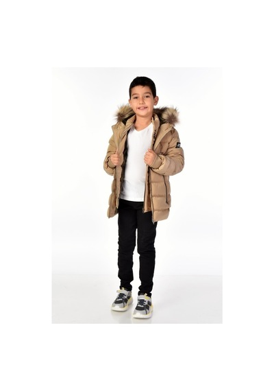 Benitto Kids Benittokids Natürel Kürklü Erkek Çocuk Mont