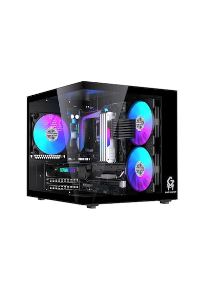 Gm-x1 Tuştan Değişmeli 3x Rgb Fanlı Gaming Mini Akvaryum M-atx Siyah Kasa