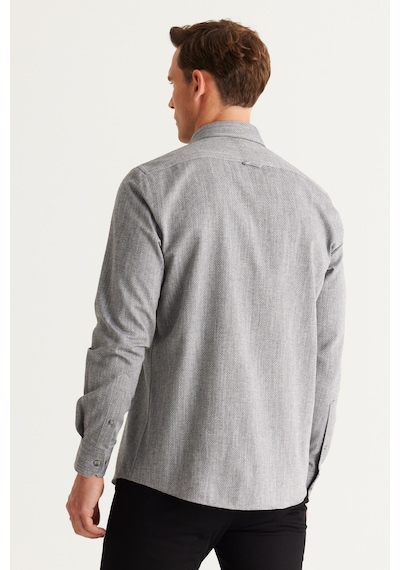 AC&Co / Altınyıldız Classics Erkek Sıyah Slim Fit Dar Kesim Gizli Düğmeli Yaka Pamuklu Armürlü Gömlek Siyah AC&Co / Altınyıldız Classics Erkek Sıyah Slim Fit Dar Kesim Gizli Düğmeli Yaka Pamuklu Armürlü Gömlek Siyah