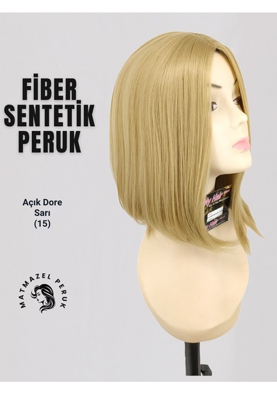Kısa Küt Peruk Fiber Sentetik Dore Sarı No-15