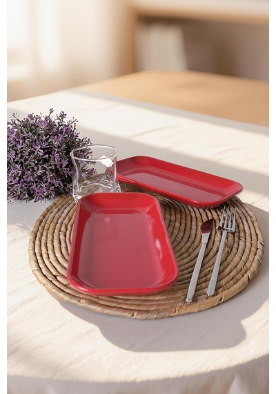 Kırmızı Pergamon Kayık Tabak 26 Cm 2 Adet 506 Çok Renkli