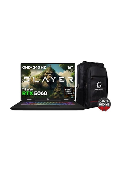 Game Garaj Slayer R9M-5060-C2 R9-8940HX 32 GB 2 TB SSD RTX5060 16" Freedos Gaming Laptop
