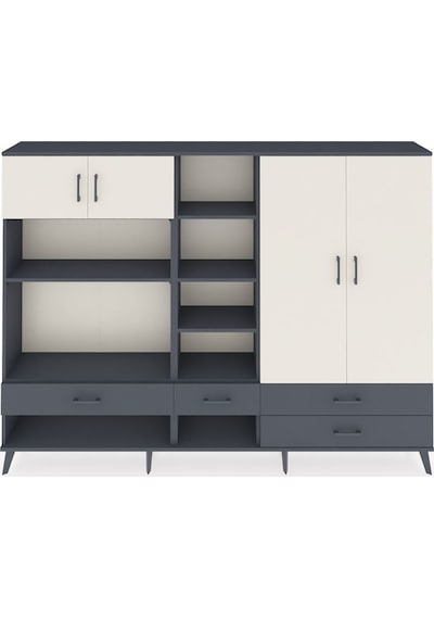 Arges Dolap 12 Raflı 4 Çekmeceli 4 Kapaklı 220x30x163 Antrasit-ay Antrasit-aytaşı/antrasit Arges Dolap 12 Raflı 4 Çekmeceli 4 Kapaklı 220x30x163 Antrasit-ay Antrasit-aytaşı/antrasit