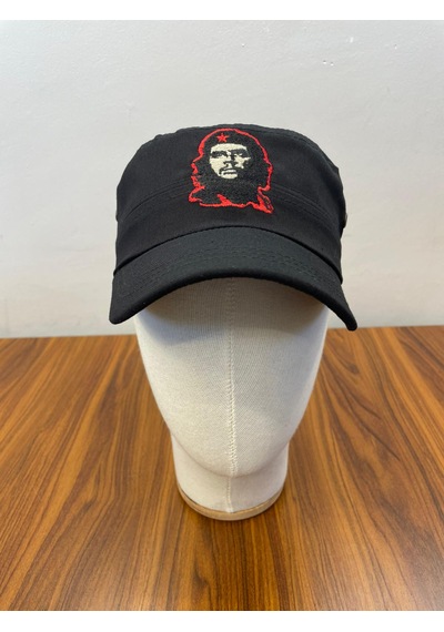 Castro Che Nakışlı Pamuklu Gabardin Kumaş Cap Şapka Siyah