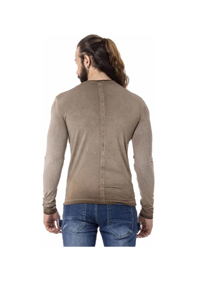 Cipo & Baxx Erkek Uzun Kollu Vintage Baskılı Sweatshirt Cl512 Kahverengi