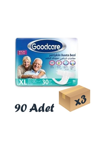 Bel Bantlı Yetişkin Hasta Bezi Xlarge 30'lu 3 Paket 90 Adet XL