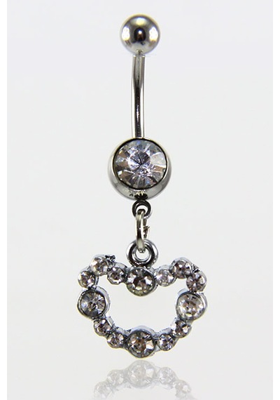 Tdgr00345 Beyaz Taşlı Kalp Göbek Piercing K2 Çok Renkli