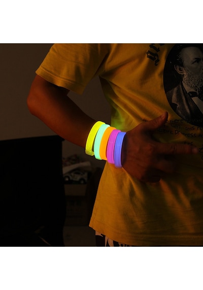 Glow Partisi Fosforlu Ekstra Kalın Bileklik 6 Renk 6 Lı Set Baskı Yapılabilir - Evori-874076