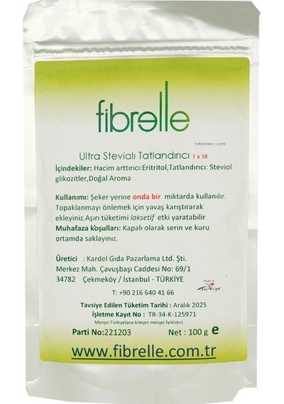 Fibrelle Ultra Stevialı Tatlandırıcı  100 g 1 Paket