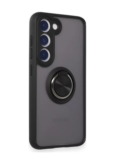 Newface Samsung Galaxy M15 Kılıf Montreal Yüzüklü Silikon Kapak - Siyah