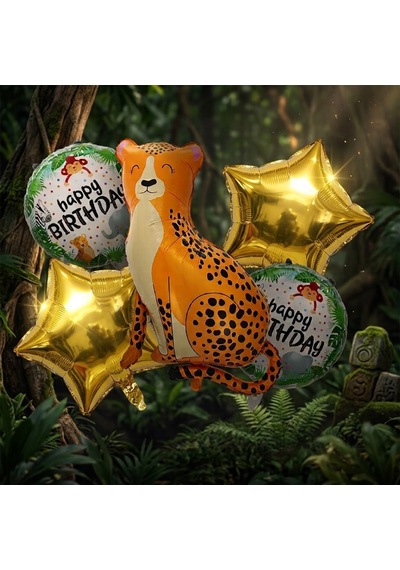 Yüksek Kalite 15 Adet Kaplan Safari Konsept Folyo Balon Seti Kaplan Folyo Balon Doğum Günü Balonu Renkli