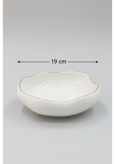 19 Cm Yaldızlı Salata Tabak 2 Kişilik Zahra Model Şık Ve Zarif Sofra Seti Beyaz