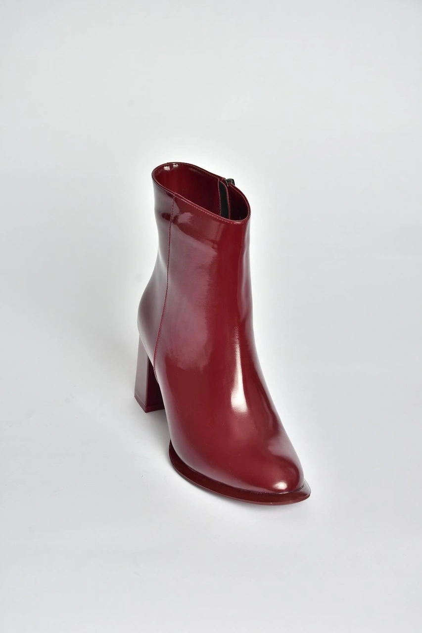 Fox Shoes V590166308 Bordo Rugan Kalın Topuklu Klasik Kadın Bot Bordo-rugan