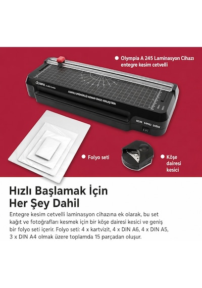 4 Ü 1 Arada A245 Combo Laminasyon Makinesi ,giyotin Makinesi ,köşe Kesme Aparatı