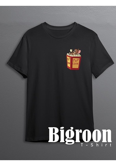 Tom And Jerry Pop Corn Yaramaz Kedi Çizgi Film Tişört Unisex T-shirt 001