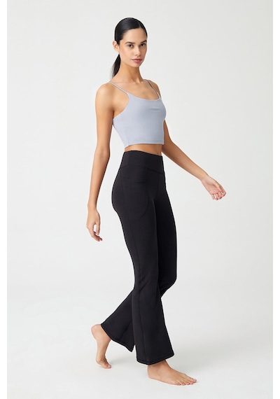 Los Ojos Kadın Siyah Yüksek Bel Toparlayıcı Çift Cepli Ispanyol Paça Tayt Bootcut Siyah Siyah