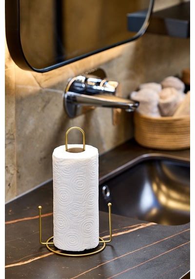 Edora Home Gold Misketli Kağıt Rulo Havluluk, Ergonomik Dik Havluluk - Metal Paslanmaz Gold