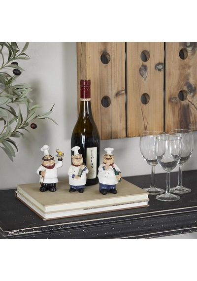 Polystone Şef Heykeli 3chef Seti 5", 4", 6" H, Beyaz