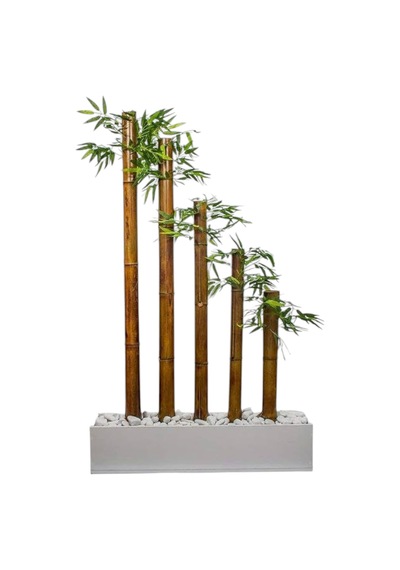 50 Cm Beyaz Mdf Saksıda Simetrik 5 Bambulu Seperatör Yeşil