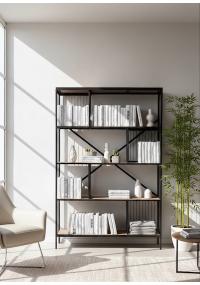 Dekoratif Lüx 5 Raflı Kitaplık Geniş Metal Kitaplık Dosya Rafı Ofis Salon Raf Ceviz Siyah Metal Tel Dekoratif Lüx 5 Raflı Kitaplık Geniş Metal Kitaplık Dosya Rafı Ofis Salon Raf Ceviz Siyah Metal Tel