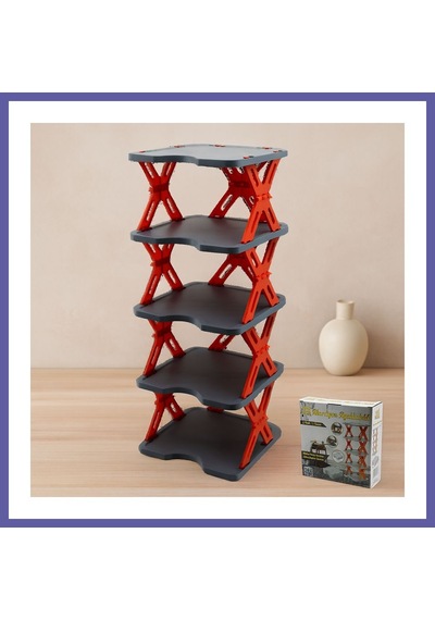 Bezos 5 Katlı Katlanabilir Akordeon Plastik Ayakkabılık 27x27 Cm Nıda Çok Renkli