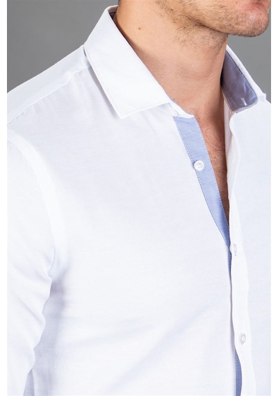 Tudors Slim Fit Dar Kesim Oxford Spor Erkek Gömlek-11662 Beyaz