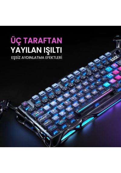 Mercury K1 Pro Kablosuz Mekanik Gaming Klavye, Türkçe Q, Rgb Işıklı, Special Edition, Cyberpunk